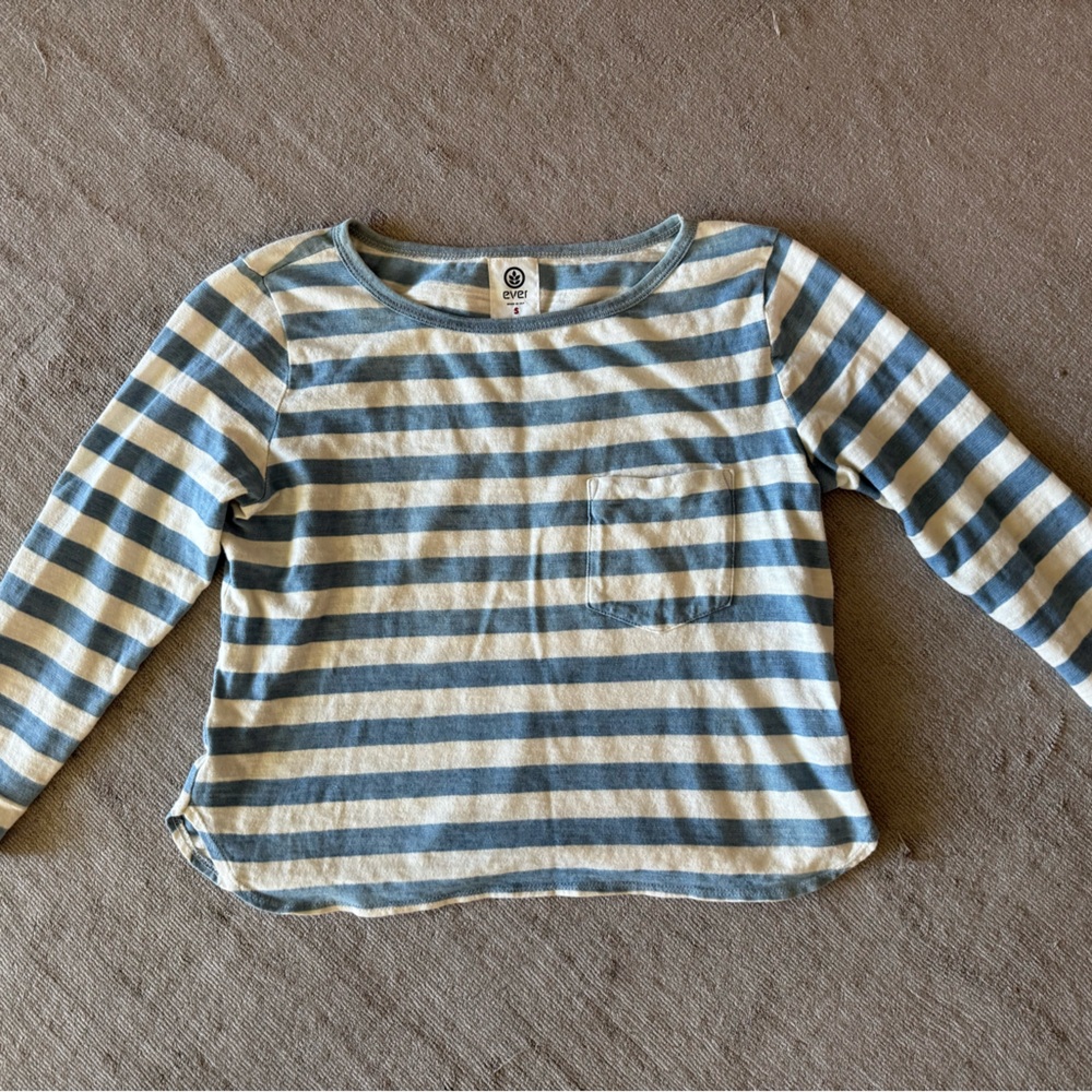 Ever Clothing - Striped Blue & Cream Long Sleeve Top